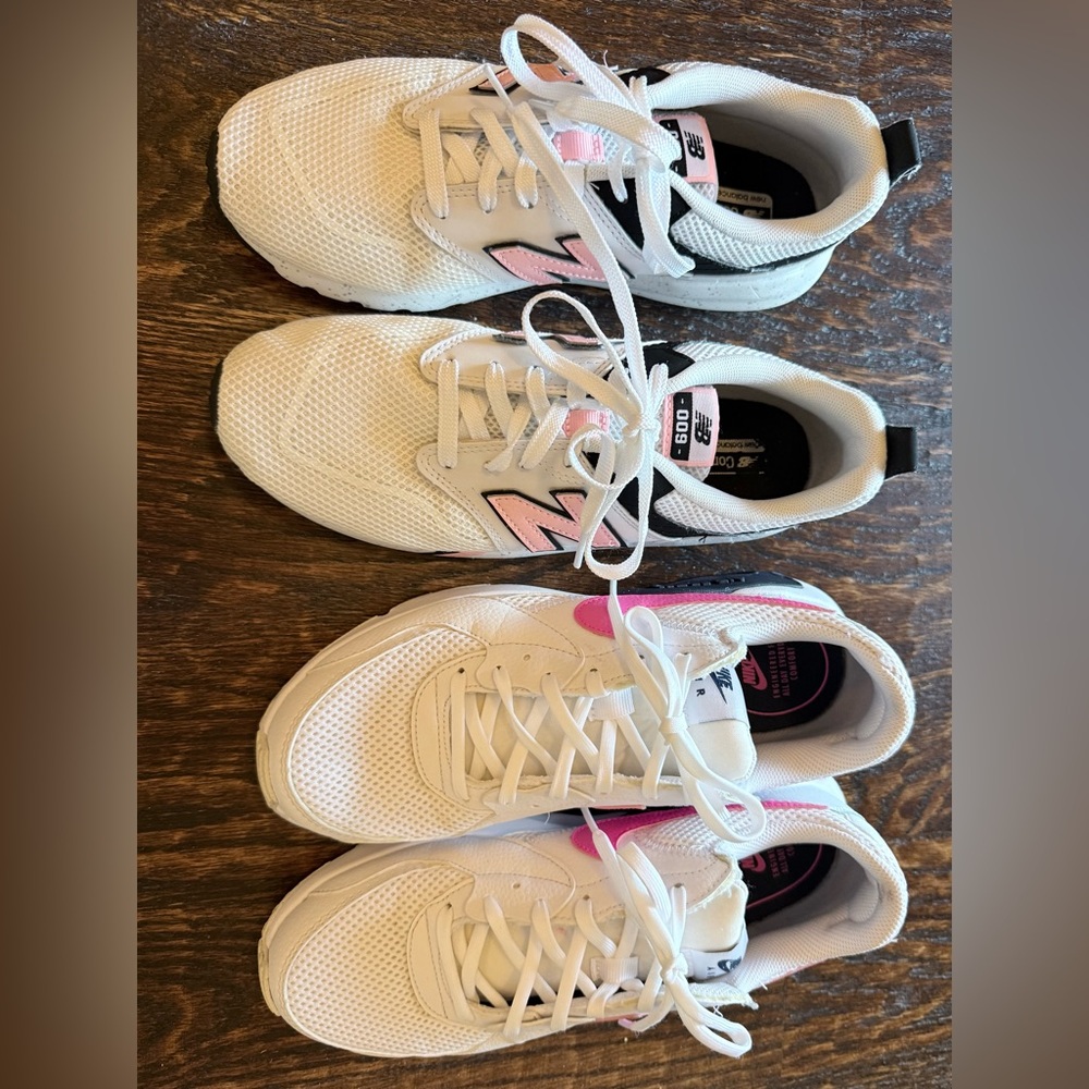Nike Women's White and Pink Athletic Shoes & New Balance White and Pink-Sz 8.5